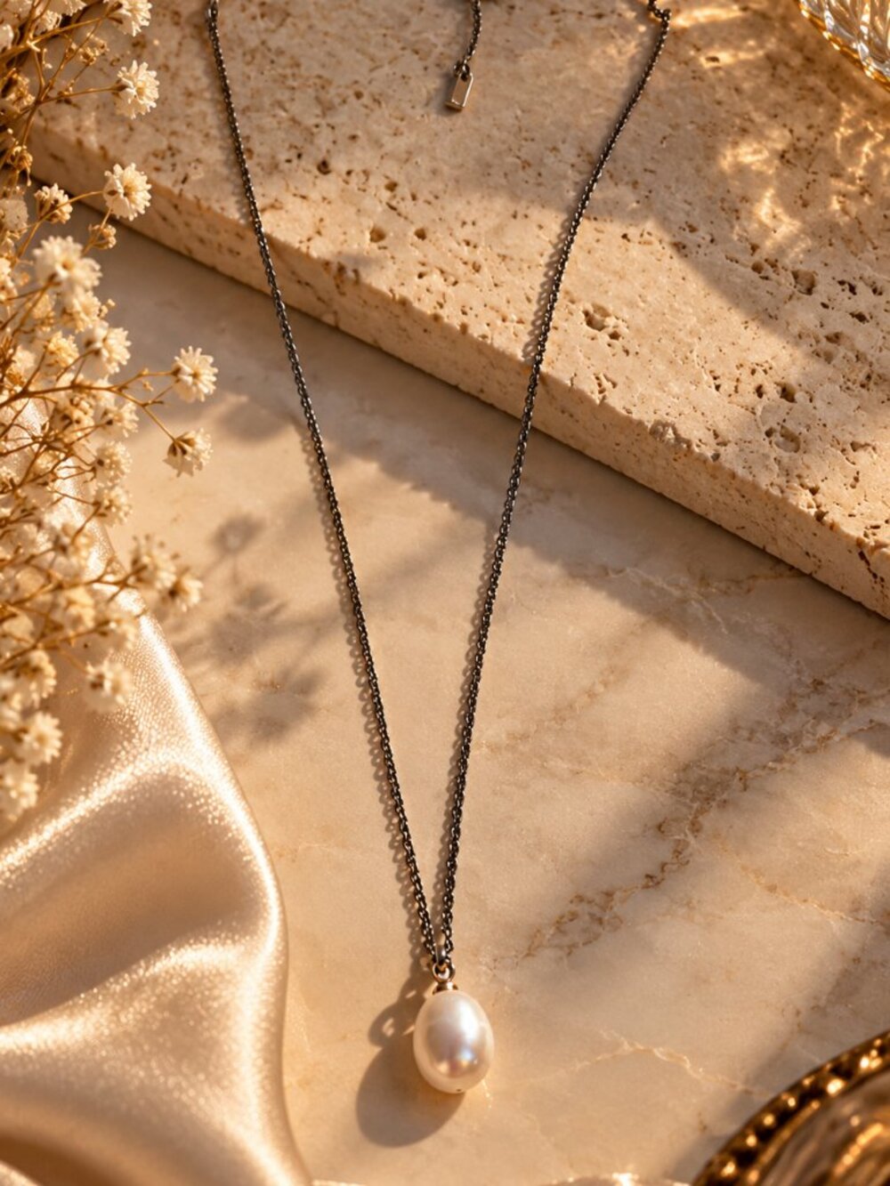 Pilgrim Silver Tone Pearl Drop Pendant Necklace
